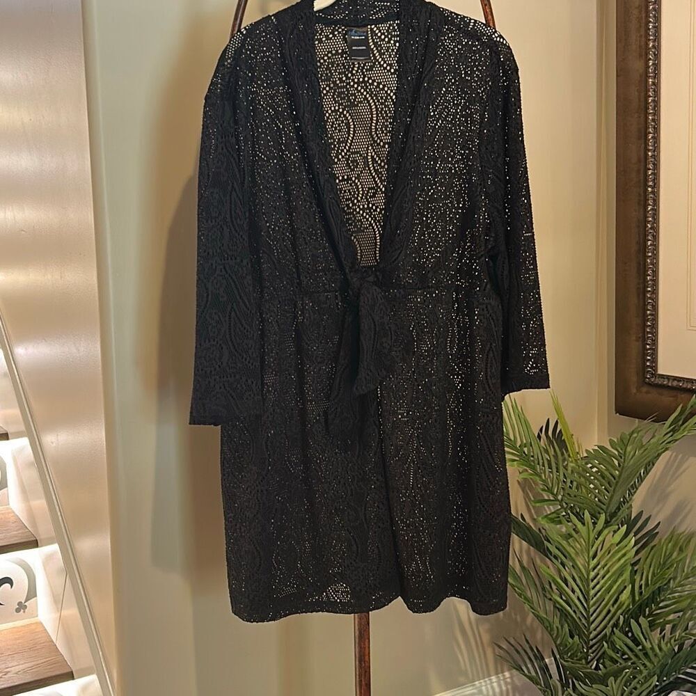 Catalina Plus Size Black Crochet Cover Up